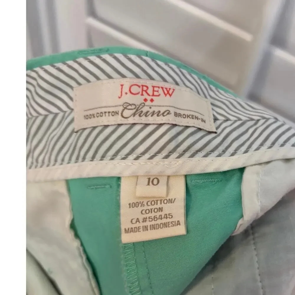 J. Crew Mint Broken In Chino Shorts Size 10